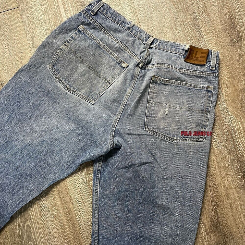 Polo Jeans Company Blue Jeans Size 38x34 Loose Distressed Vintage Y2K Baggy